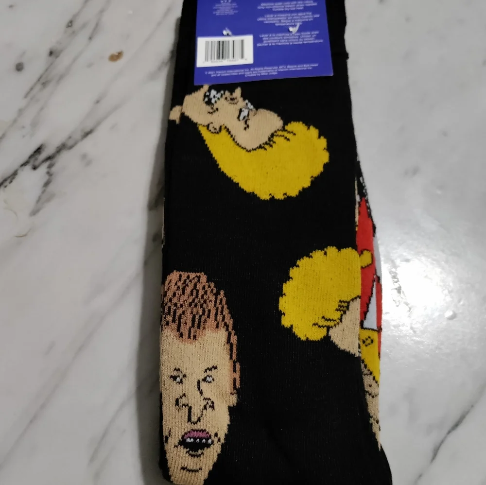 NWT  Retro Beavis and Butt-Head long men's socks